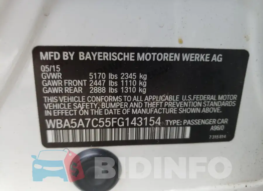 WBA5A7C55FG143154 Photo# 12