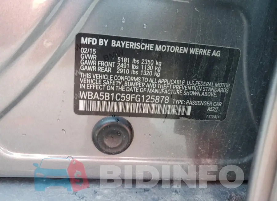 WBA5B1C59FG125878 Photo# 12