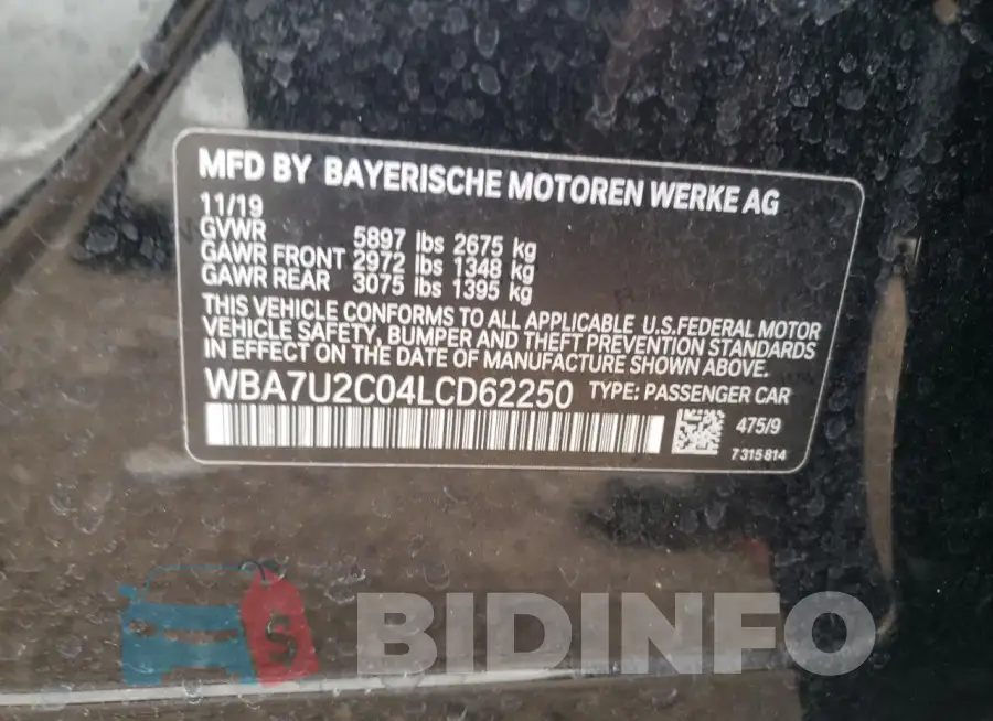 WBA7U2C04LCD62250 Photo# 12