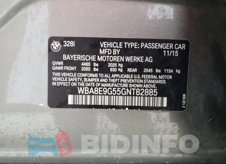 WBA8E9G55GNT82885 Photo# 12