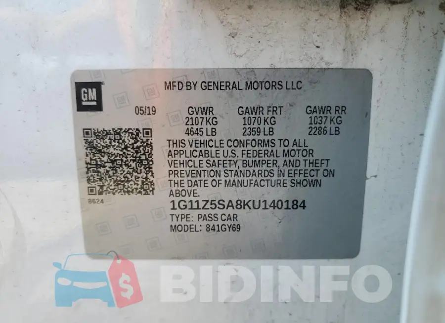 1G11Z5SA8KU140184 Photo# 12