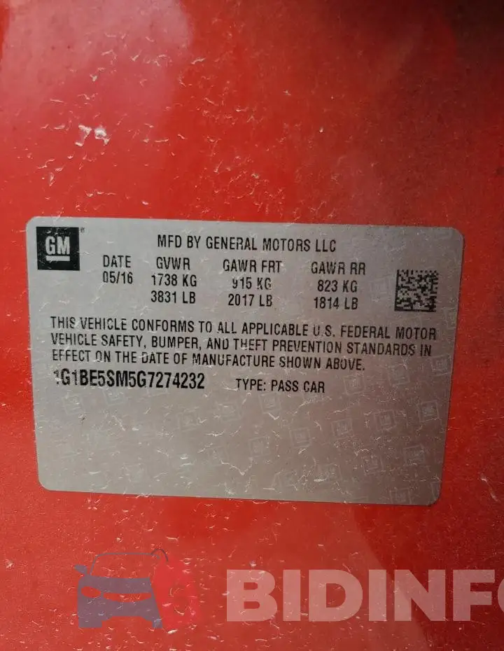 1G1BE5SM5G7274232 Photo# 12