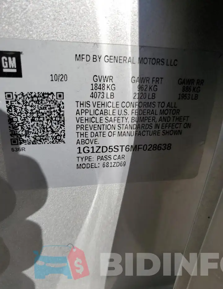 1G1ZD5ST6MF028638 Photo# 12