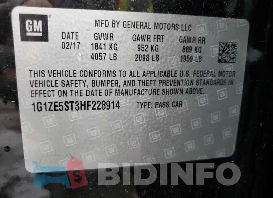 1G1ZE5ST3HF228914 Photo# 13