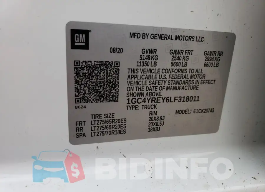 1GC4YREY6LF318011 Photo# 12