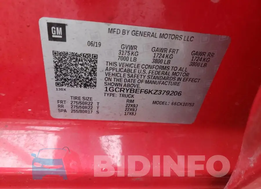 1GCRYBEF6KZ379206 Photo# 12