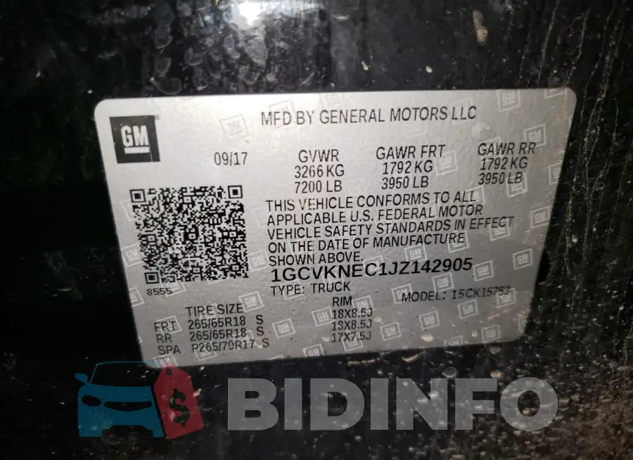 1GCVKNEC1JZ142905 Photo# 12