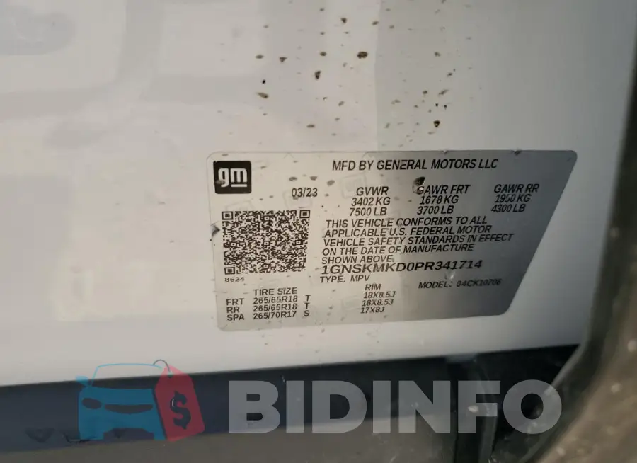 1GNSKMKD0PR341714 Photo# 14