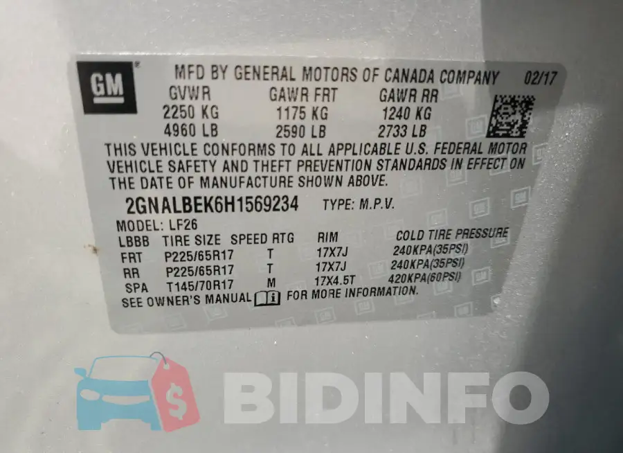 2GNALBEK6H1569234 Photo# 12