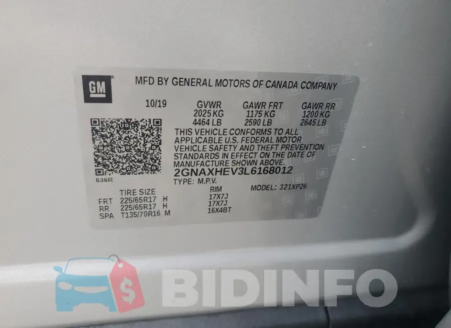 2GNAXHEV3L6168012 Photo# 13