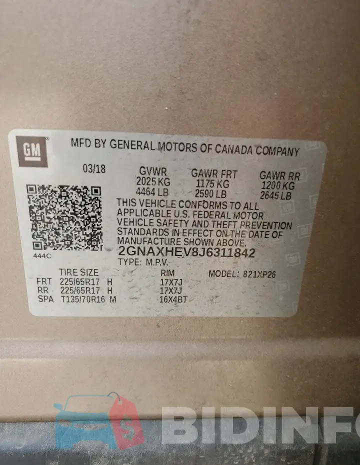 2GNAXHEV8J6311842 Photo# 13