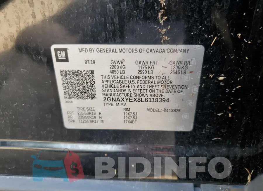 2GNAXYEX8L6113394 Photo# 13