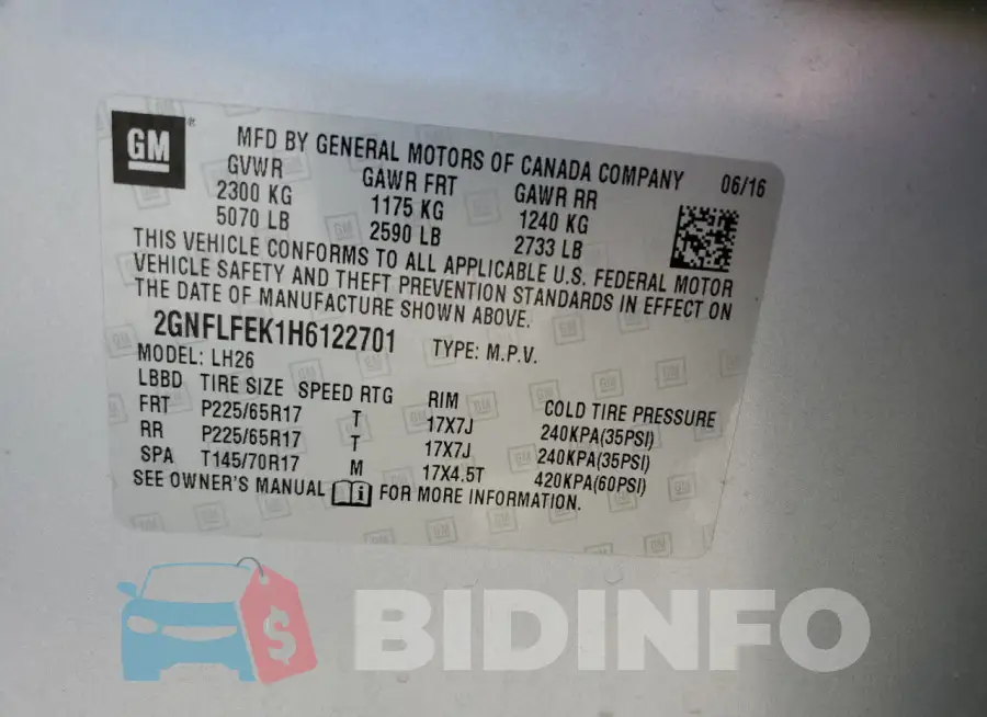 2GNFLFEK1H6122701 Photo# 13
