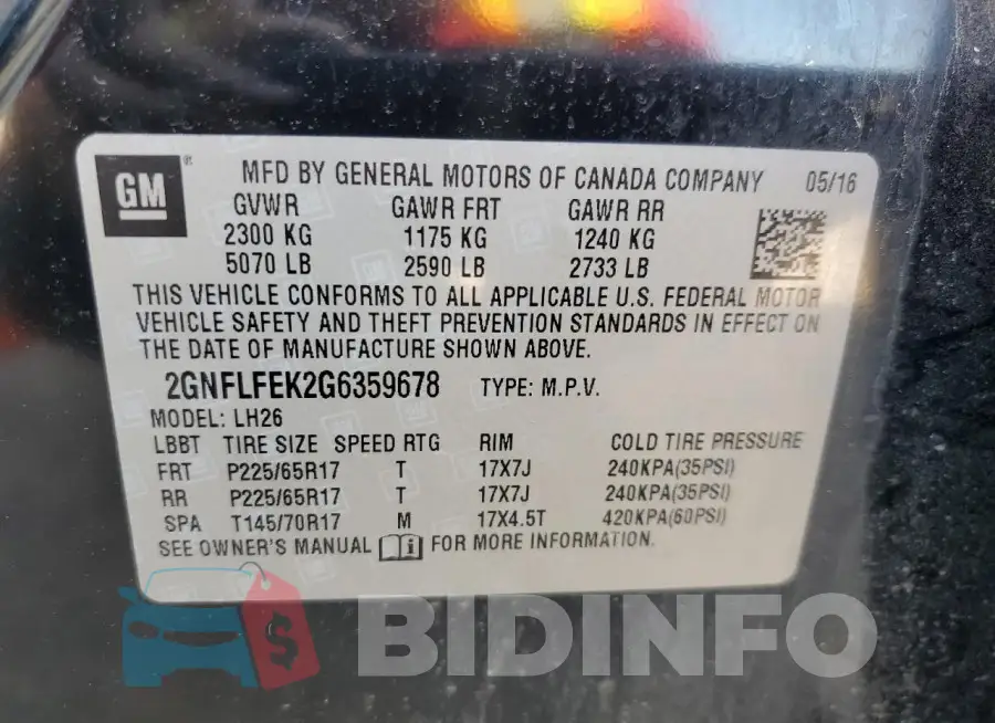 2GNFLFEK2G6359678 Photo# 13