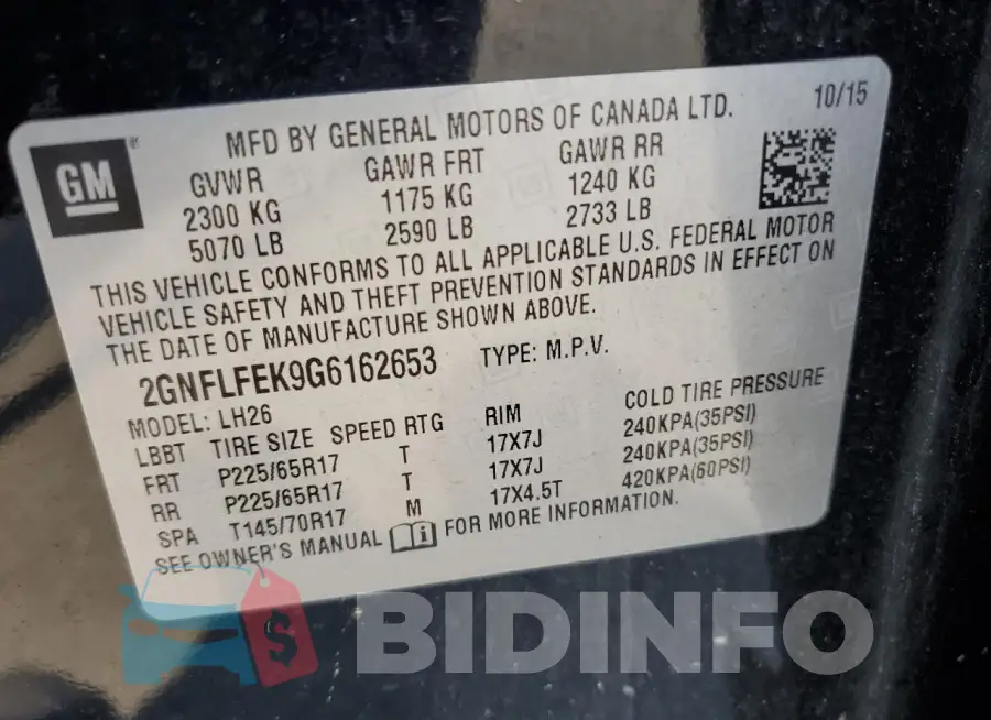 2GNFLFEK9G6162653 Photo# 13
