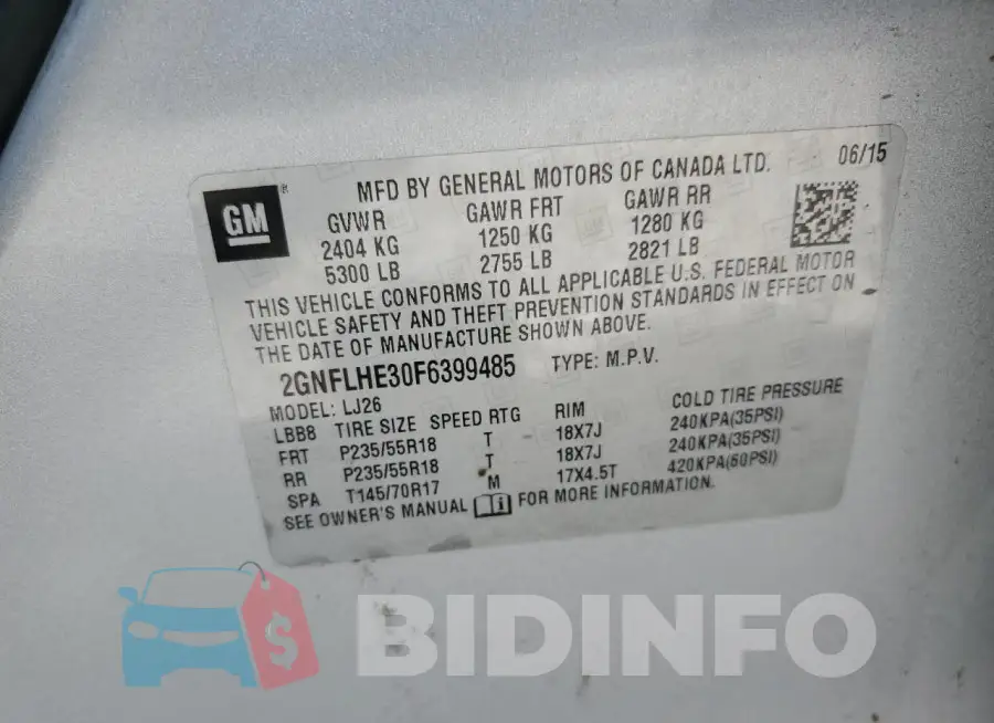 2GNFLHE30F6399485 Photo# 13