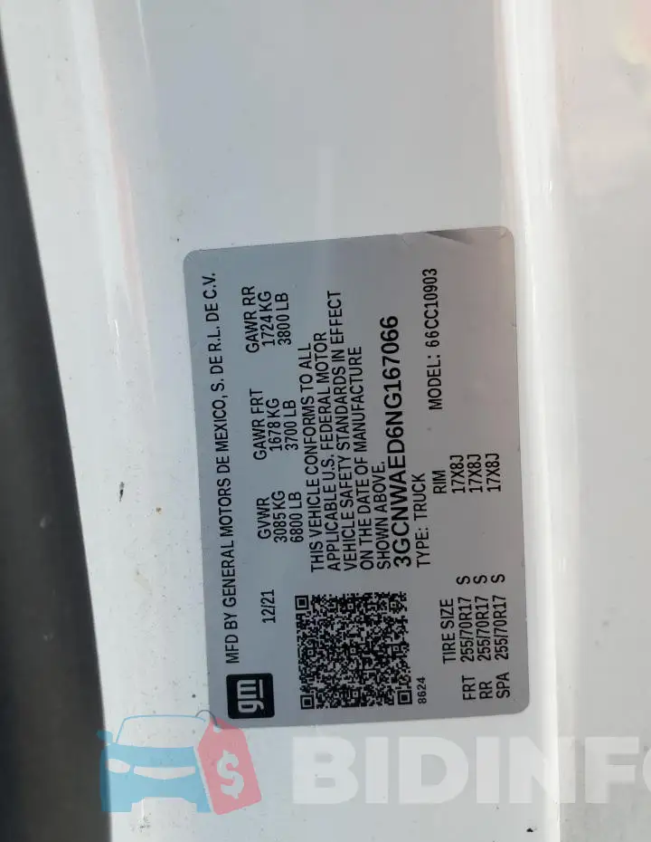 3GCNWAED6NG167066 Photo# 12