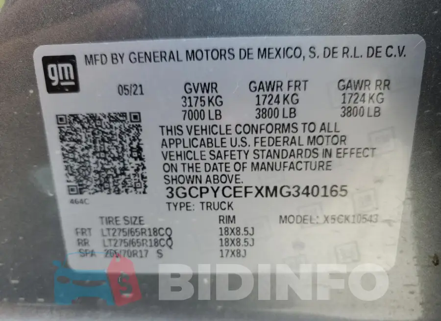3GCPYCEFXMG340165 Photo# 12