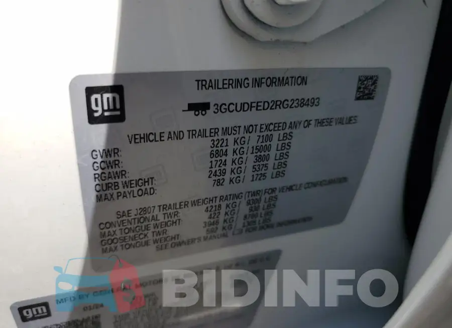 3GCUDFED2RG238493 Photo# 12