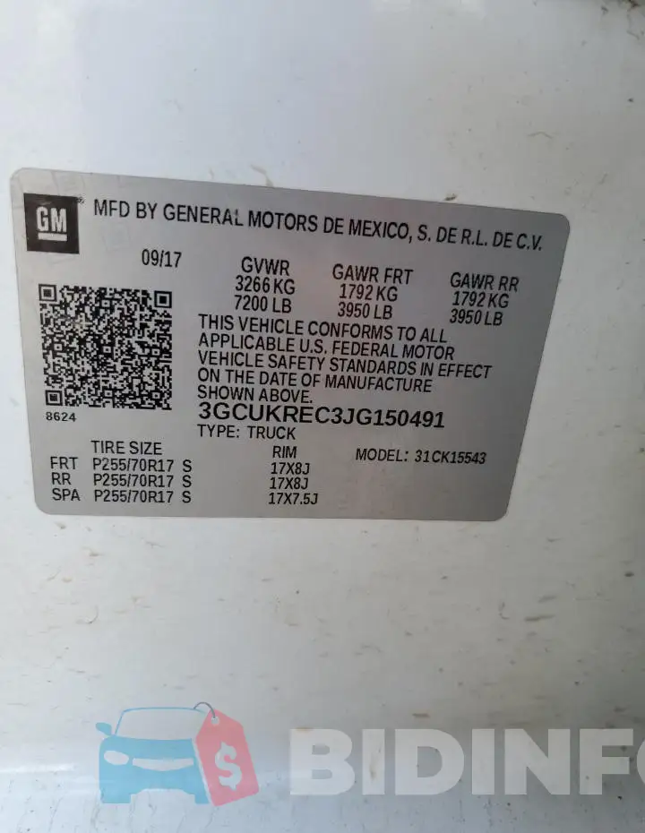 3GCUKREC3JG150491 Photo# 13