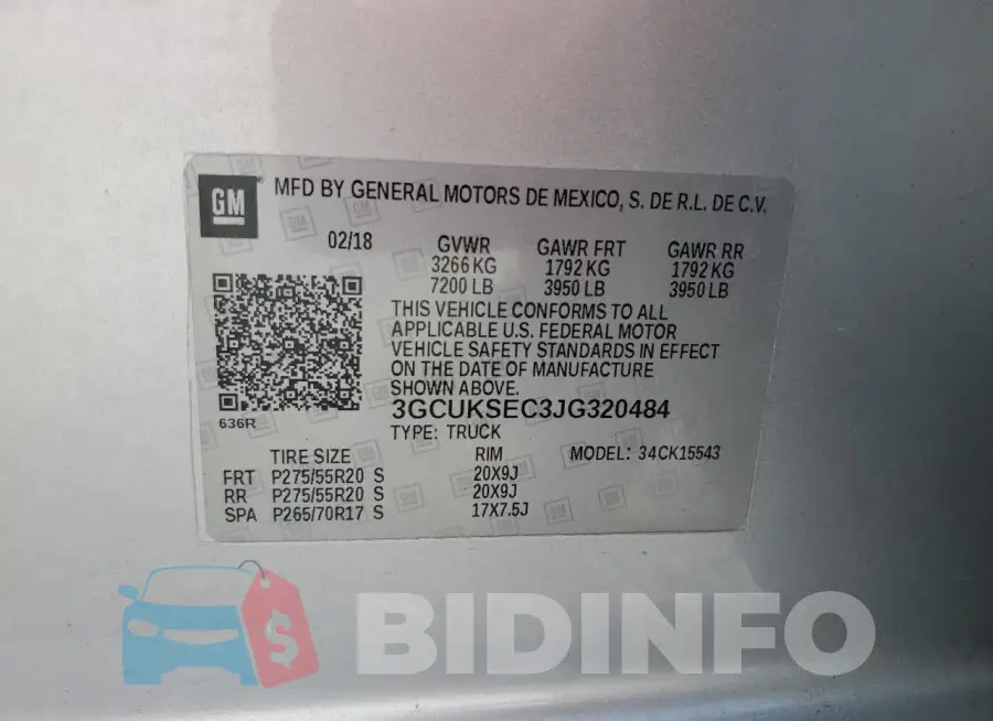 3GCUKSEC3JG320484 Photo# 12