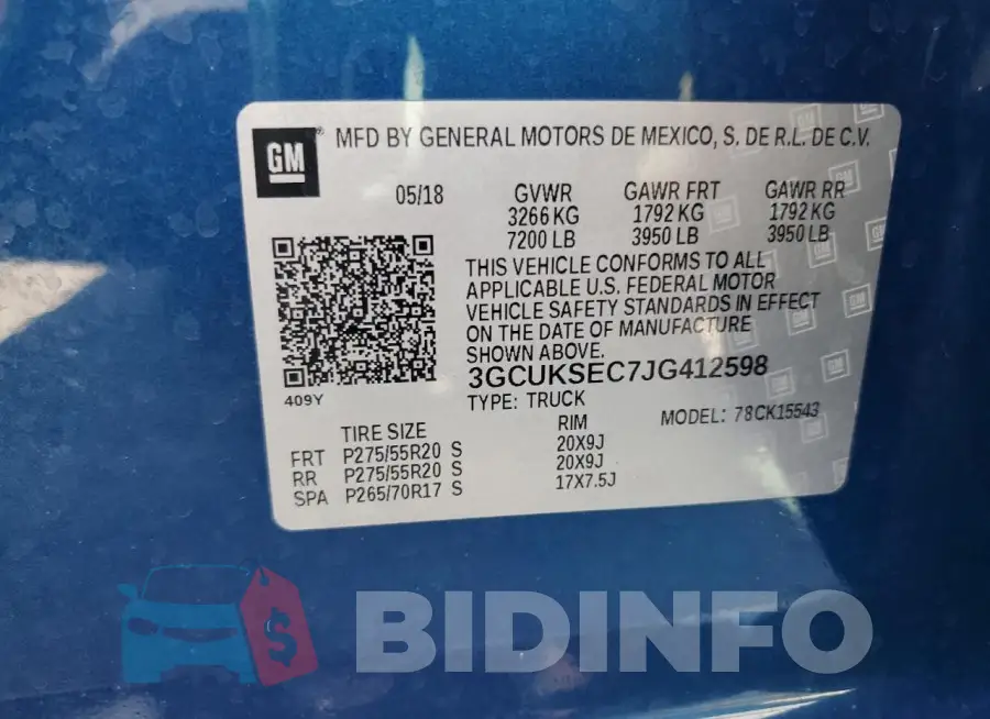 3GCUKSEC7JG412598 Photo# 12