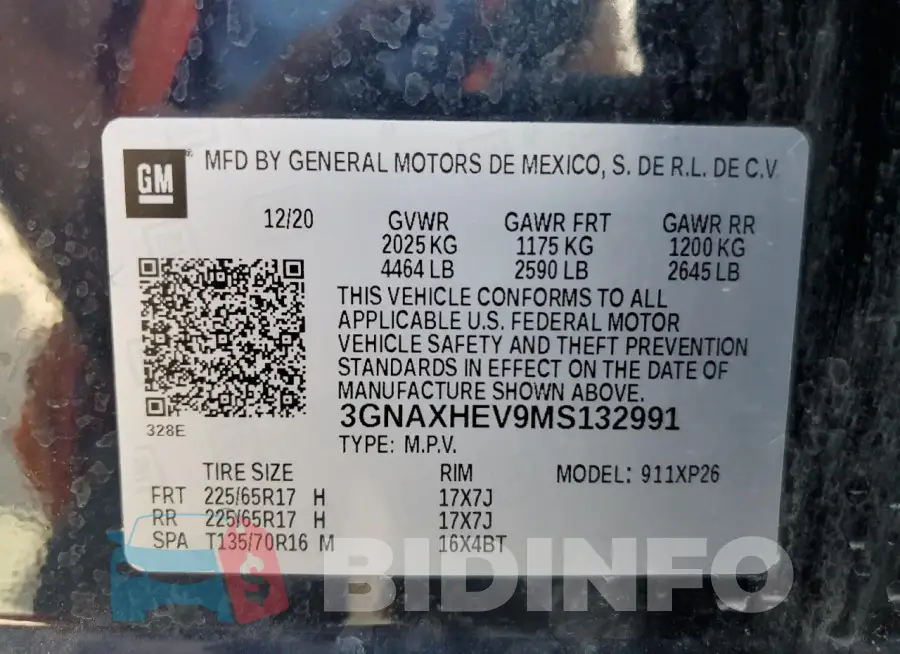 3GNAXHEV9MS132991 Photo# 12