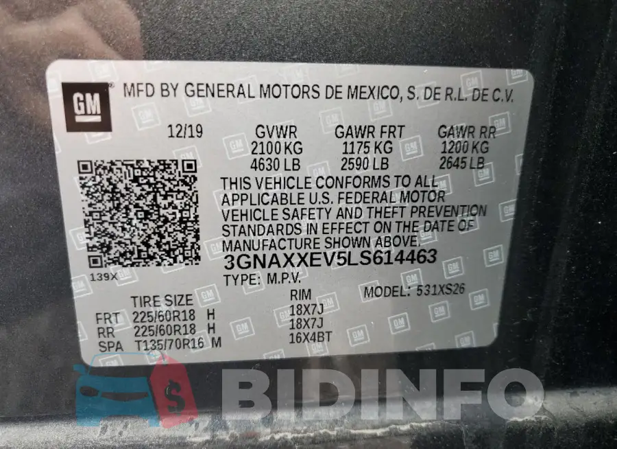 3GNAXXEV5LS614463 Photo# 13