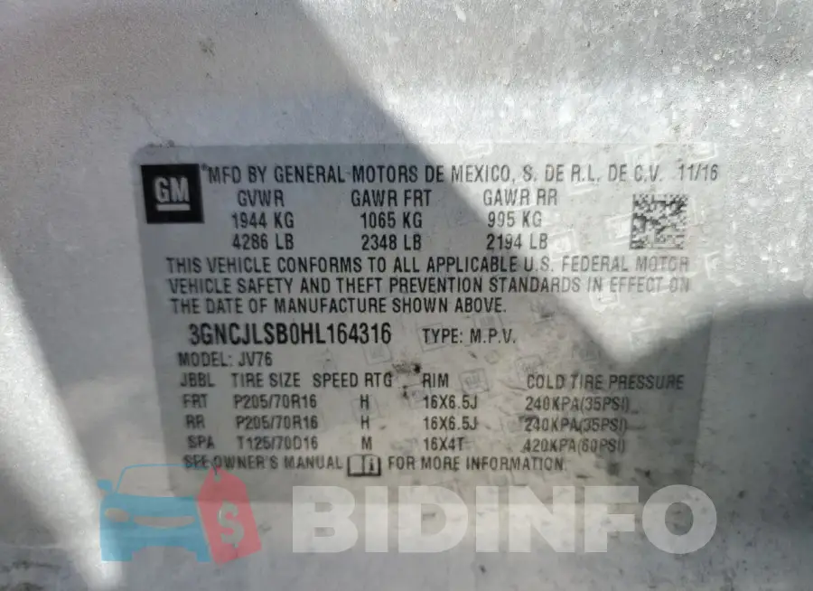 3GNCJLSB0HL164316 Photo# 12