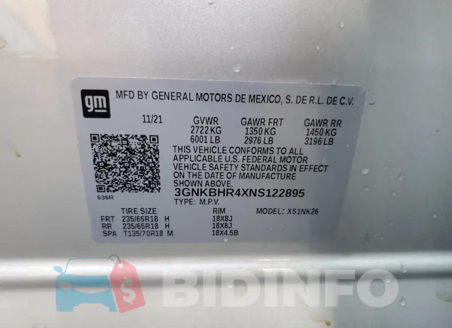3GNKBHR4XNS122895 Photo# 14