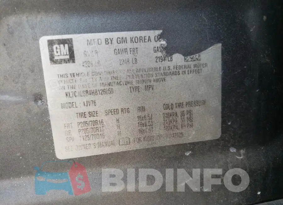 KL7CJLSB4HB126059 Photo# 13