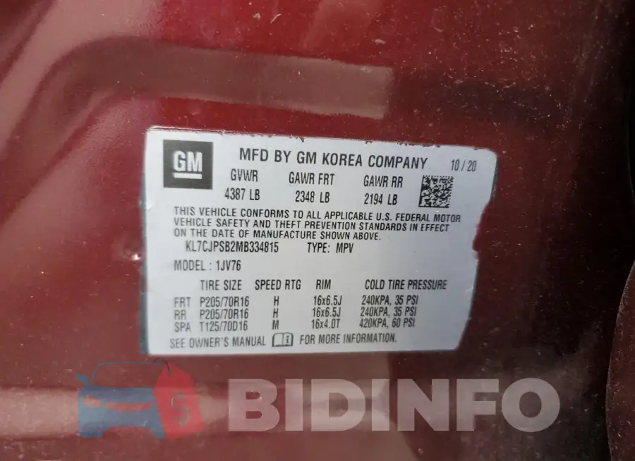 KL7CJPSB2MB334815 Photo# 13