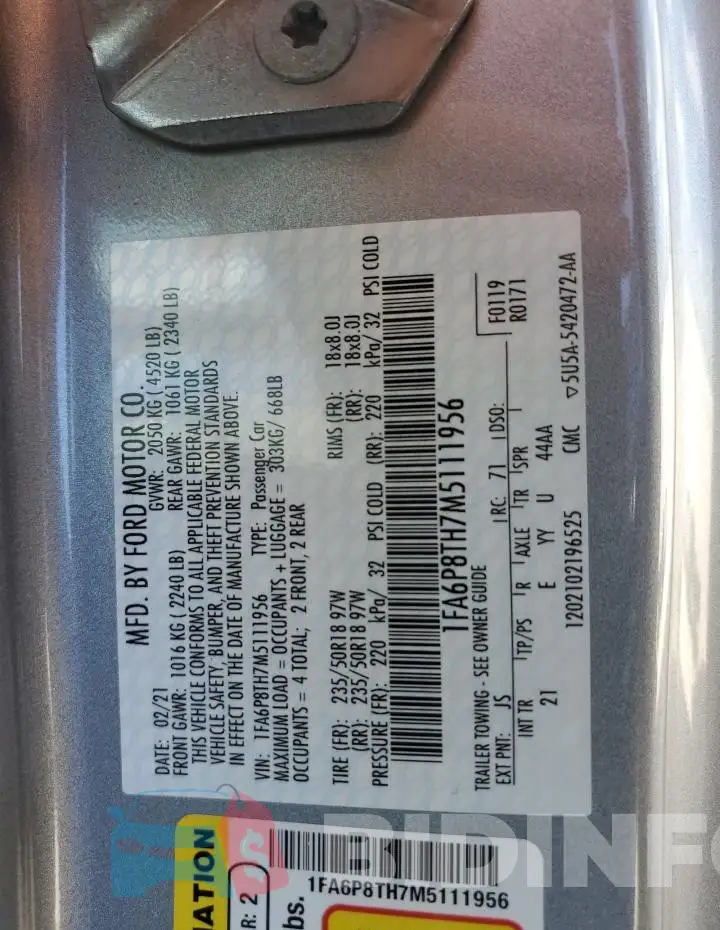 1FA6P8TH7M5111956 Photo# 13
