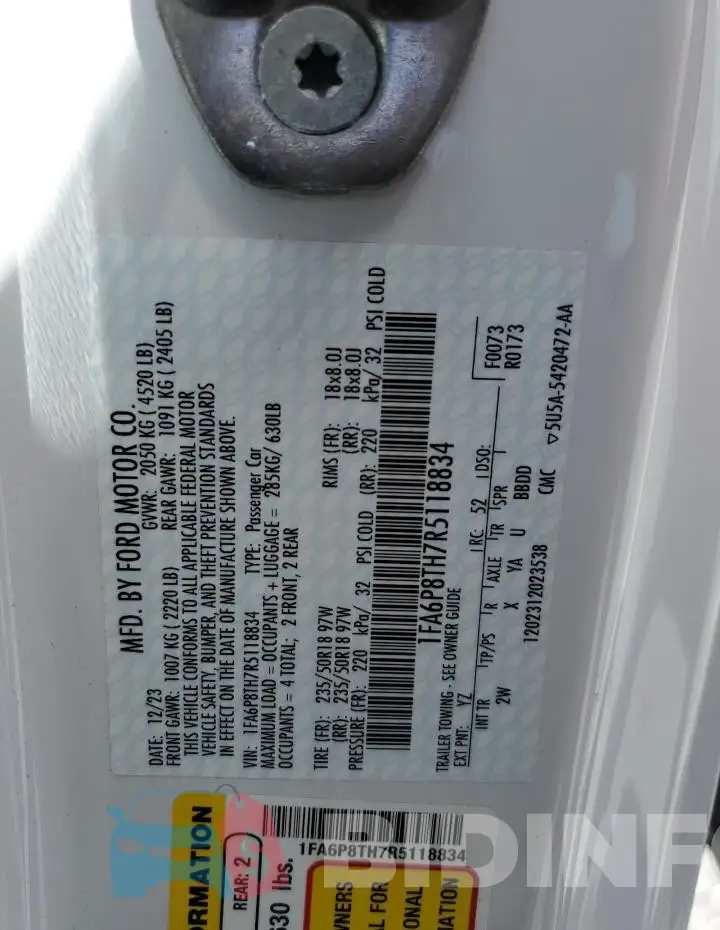 1FA6P8TH7R5118834 Photo# 13