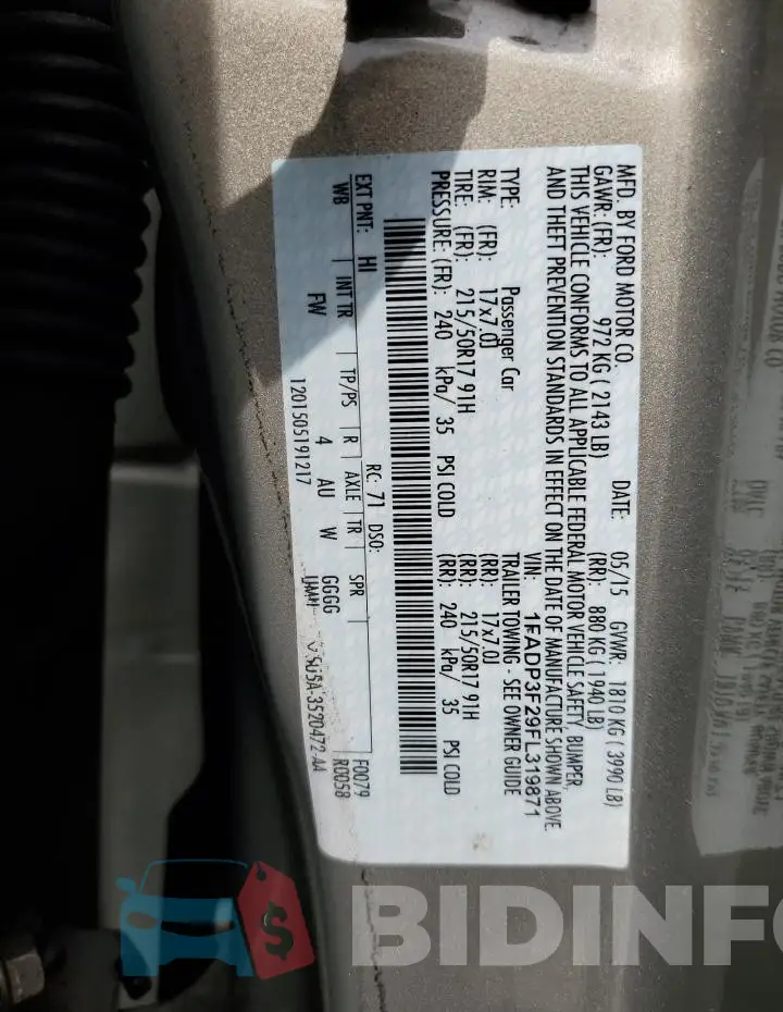 1FADP3F29FL319871 Photo# 12