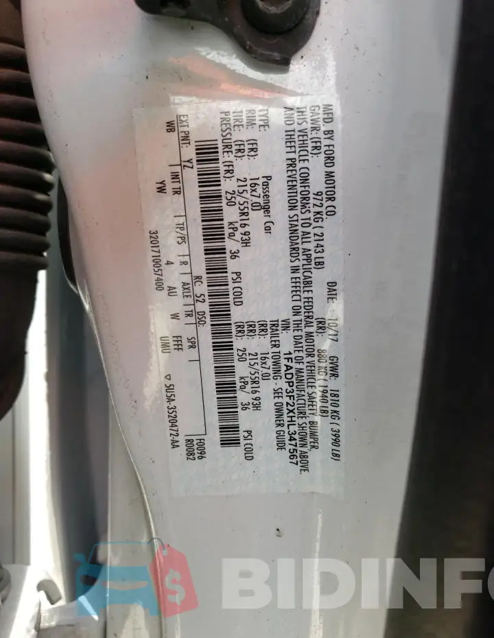 1FADP3F2XHL347567 Photo# 12