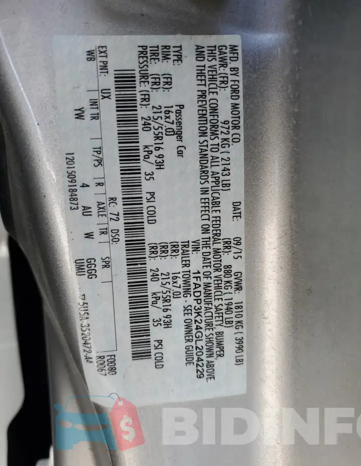 1FADP3K24GL204229 Photo# 12