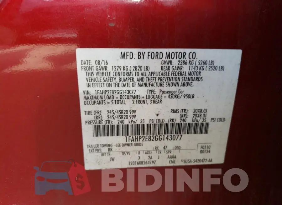 1FAHP2E82GG143077 Photo# 12