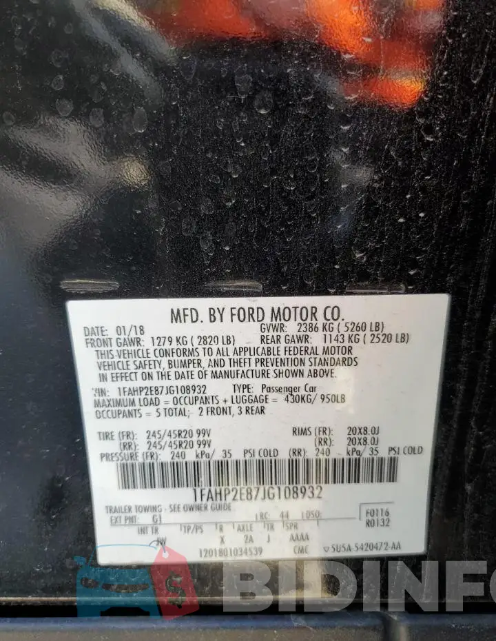 1FAHP2E87JG108932 Photo# 12