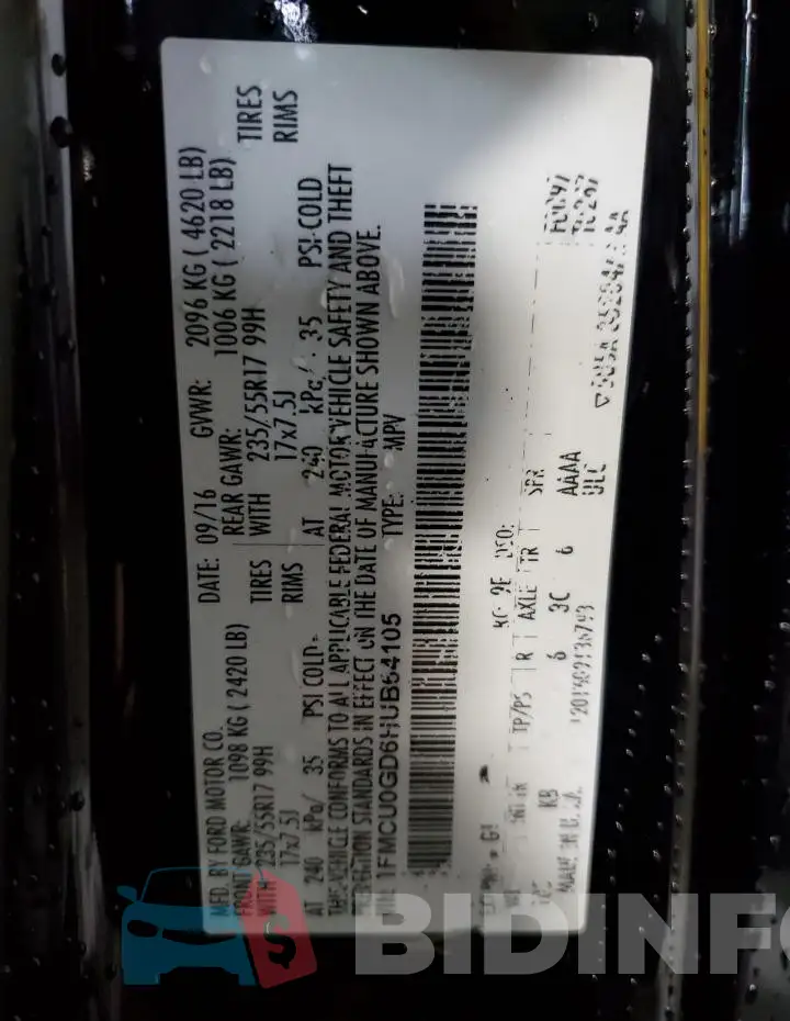 1FMCU0GD6HUB64105 Photo# 14