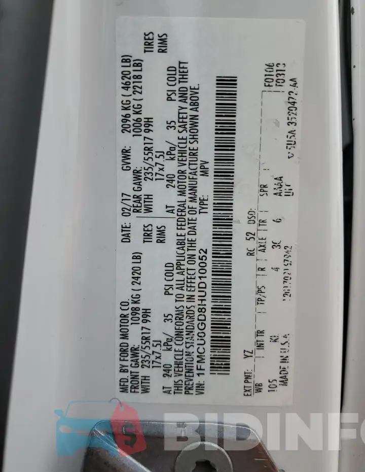 1FMCU0GD8HUD10052 Photo# 13