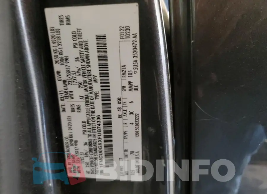 1FMCU0GXXFUB74336 Photo# 13