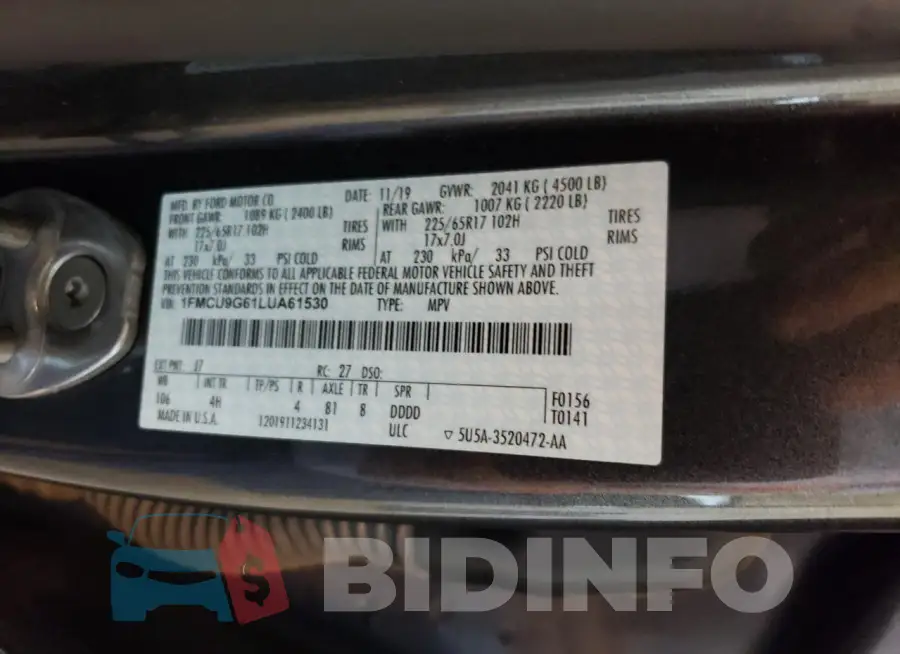 1FMCU9G61LUA61530 Photo# 14