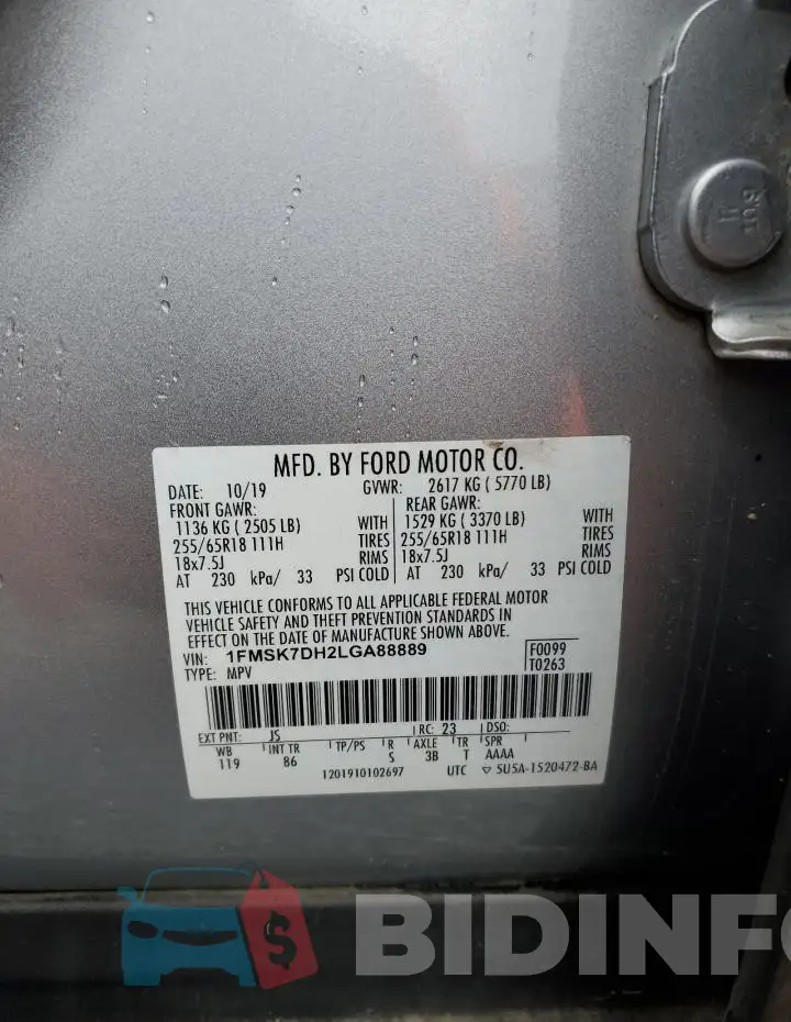 1FMSK7DH2LGA88889 Photo# 14