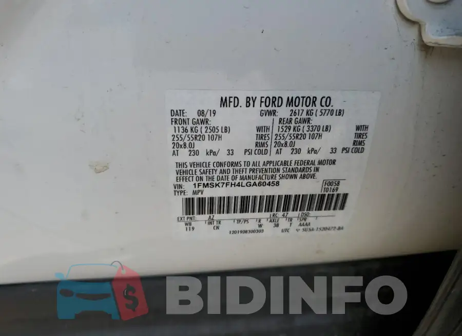 1FMSK7FH4LGA60458 Photo# 13