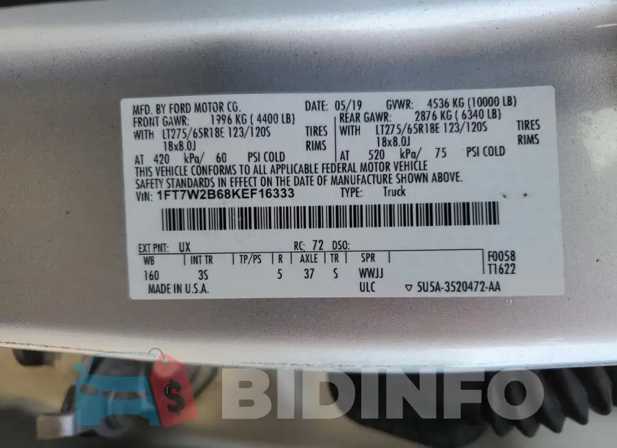 1FT7W2B68KEF16333 Photo# 12
