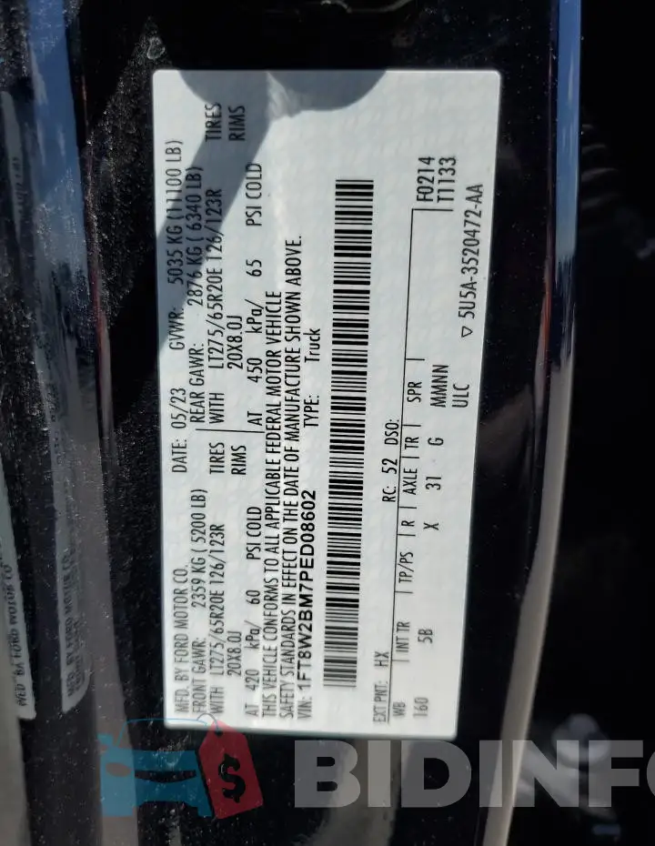 1FT8W2BM7PED08602 Photo# 12