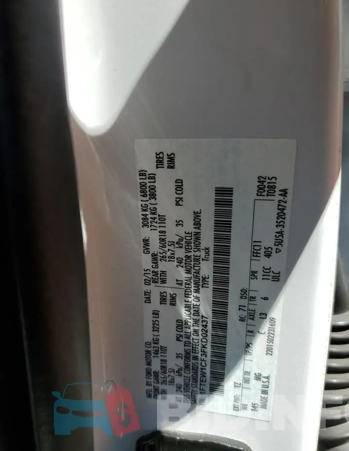 1FTEW1CF3FKD02437 Photo# 12