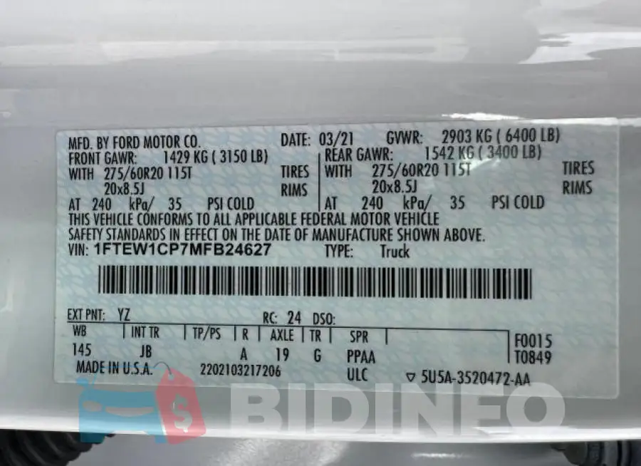 1FTEW1CP7MFB24627 Photo# 15