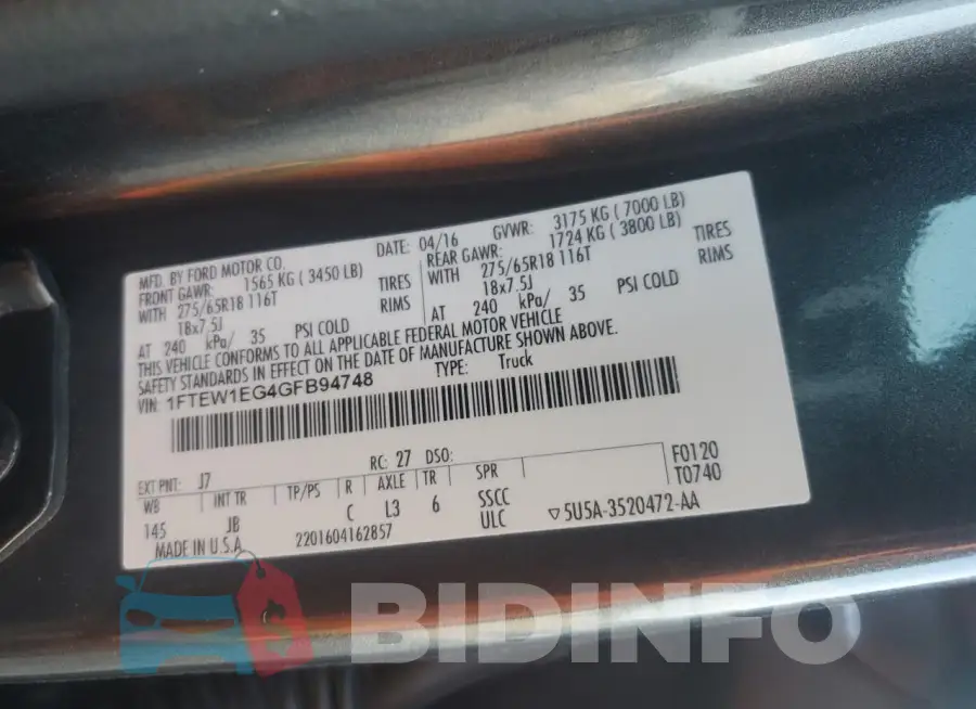 1FTEW1EG4GFB94748 Photo# 12